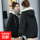 連帽短款棉衣女冬季韓版寬松學(xué)院風(fēng)棉服外套撞色百搭面包服J601 黑色 M (100-115斤)
