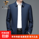 老人頭（LAORENTOU）春秋季新款男士夾克翻領(lǐng)拉鏈長(cháng)袖商務(wù)休閑外 FE38217藏青 2XL 185 建議165-180斤