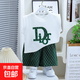 男童夏裝背心套裝25新款兒童夏天帥氣無(wú)袖衣服寶寶夏季洋氣兩件套 D字母老花褲背心-白綠 90 適合身高80cm左右