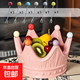 輕奢皇冠陶瓷水果盤(pán)帶果叉高顏值家用茶幾客廳糖果零食收納盤(pán)餐具 粉皇冠果盤(pán)水果叉-6叉（馬卡龍）