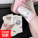 白色可愛襪子女夏季薄款花邊中筒襪配hellokitty貓襪子堆堆襪秋天 5雙裝【每色1雙】 均碼