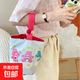 上班族便攜手提袋帆布水桶包可愛(ài)水桶型手拎便當包寶媽外出手提包 云朵小熊木環(huán)水桶包