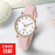 時(shí)尚飾品手表女熒光點(diǎn)簡(jiǎn)約數字小清新休閑手表磨砂皮腕表 粉色【升級款原裝機芯】