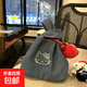 可愛新款牛仔kitty通勤刺繡拎包便攜收納外出撞色手提百搭小包包 Kitty牛仔撞色包-無掛飾【1個】