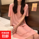 【爆款】冰絲睡裙女春夏純色睡衣時(shí)尚親膚超值家居服 粉色-最多人買 均碼（適合80-140斤）