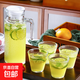 新款玻璃冷水壺耐溫水具家庭餐桌冷水套裝夏季無(wú)鉛玻璃飲品果汁壺 1100ml冷水壺+4只杯子（230ml）