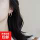 法式圈圈耳環(huán)2024新款爆款耳釘小眾設計素圈耳圈耳扣女高級感耳飾 銀色簡(jiǎn)約素圈耳扣【一對裝】