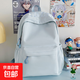 新款日系ins高顏值清新背包女初高中生休閑簡(jiǎn)約大容量刺繡雙肩包 藍色 單包