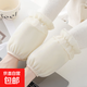 韓版秋冬蕾絲絨布短款防污袖套可愛(ài)成人學(xué)生上班家用干活護(hù)袖頭女 小結(jié)邊純色：米黃