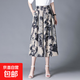裙褲女2025夏薄款冰絲高腰寬松垂感甩褲媽媽休閑八分闊腿褲裙 杏色 4XL 【建議160-175斤】