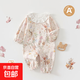 小羊嘟嘟秋季新款嬰兒春秋連體衣滿月寶寶春裝外出衣服春季純棉爬 1053粉色 80cm