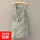 新款加厚竹節(jié)棉透氣防污圍裙家務(wù)圍裙媽媽圍兜可愛耐磨可水洗圍裙 竹節(jié)棉綠色小兔1條