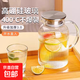 冷水壺涼水壺高硼硅玻璃耐高溫檸檬水壺泡茶壺大容量水杯冰水壺 豎紋直筒水壺 1.9L