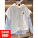 女童連帽衛衣春裝2025新款中大兒童春秋套頭帽衫上衣假兩件打底衫 QE-573【白色衛衣】 150
