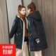 連帽棉衣女冬季韓版撞色寬松休閑百搭棉服外套中長(cháng)款棉襖J673 黑色 L （110-120斤）
