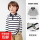 男童T恤秋裝條紋Polo衫長(cháng)袖T恤童裝兒童上衣休閑春秋J387 U13851米白藏青條 120 cm