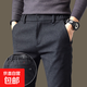 秋冬季加厚磨毛男士褲子潮流修身直筒春秋款彈力大碼寬松休閑西褲 黑色 30 【腰圍2尺3】