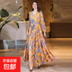 度假印花連衣裙收腰顯瘦氣質(zhì)長(cháng)裙夏季新款媽媽沙灘裙子ZHFS 花色 2XL