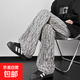 大白鯊直筒褲子男士春秋季新款潮牌美式運(yùn)動(dòng)衛(wèi)褲寬松時(shí)尚百搭闊腿 杏色 3XL 150-165斤