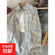 復(fù)古格子長(zhǎng)袖襯衫女夏季2025新款寬松設(shè)計(jì)感開衫外套上衣 藍(lán)色 L 105斤-115斤