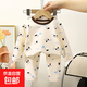 童馨源寶寶純棉內衣套裝秋冬季分體萊卡保暖衣服1到4歲嬰兒春秋季 （米色小狗）萊卡套裝 100 建議身高90cm左右