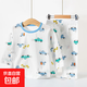 兒童純棉套裝春夏季新款寶寶七分袖家居服睡衣男女童薄款空調服88 藍色小汽車(chē)-七分套裝 110 碼（建議身高90-100cm）