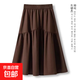 口袋休閑大碼高腰2026夏季中長(cháng)款百搭半身裙新款爆款時(shí)尚顯瘦裙子 咖色 咖色 XL XL【建議115-130斤】