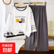 【7A抗菌優(yōu)可絲】兒童睡衣男童夏季無骨家居服寶寶九分空調(diào)服潮 灰色 160 碼建議身高145-155cm