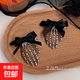 萬(wàn)圣節骷髏鬼爪黑色蝴蝶結發(fā)夾暗黑哥特發(fā)飾小惡魔邊夾頭飾發(fā)卡女 兩個(gè)裝