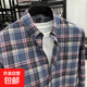 老人頭（LAORENTOU）經(jīng)典款加厚純棉格子長(cháng)袖襯衫中青年男士秋季 IF-25143彩格 L 推薦90-125斤