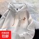 連帽衛衣男裝秋冬季加絨加厚百搭蠟筆小新印花潮牌學(xué)生上衣服外套 汐-X350白灰色 常規 （高質(zhì)量款） L （建議105-120斤以?xún)龋? title=