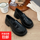 圓頭厚底單鞋女黑色學(xué)院風(fēng)小皮鞋百搭英倫樂福鞋2025正裝鞋子jk鞋 啞光黑 38