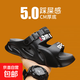 涼鞋男夏季外穿防滑踩屎感厚底增高戶(hù)外開(kāi)車(chē)兩用運動(dòng)大碼沙灘拖鞋 黑灰 41