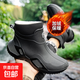 雨鞋男款低幫短筒防水防滑水鞋時(shí)尚雨靴廚房工作男士洗車(chē)釣魚(yú)套鞋 黑色 固定絨（拍大兩碼） 44
