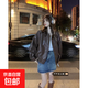 奈加圖（NAIJIATU）皮衣外套女秋季韓版2025新款百搭休閑機車(chē)服寬 棕色【加棉】 加厚 M 建議80-100斤