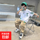 男童夏裝長(cháng)褲套裝2025新款大中童夏季短袖衣服潮帥氣時(shí)髦男孩夏款 XXDZ-K83【白衣+卡其褲】 170