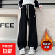 女童休閑褲寬松闊腿褲春秋季兒童秋冬加絨直筒褲子中大童運動(dòng)長(cháng)褲 BBE-RA75【黑色】加絨款 170 (建議163厘米以?xún)?