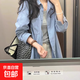 純棉法式藍色襯衫女早春季2025新款韓系寬松休閑polo襯衣長(cháng)袖氣質(zhì) 藍色 XL