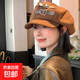 中系八角帽子女秋冬季韓版百搭時(shí)尚復古英倫報童帽顯臉小畫(huà)家帽 咖啡色 - 短檐貝雷帽【一個(gè)裝】 均碼 適合頭圍（56-58cm）可調節
