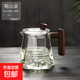 八角觀(guān)山泡茶壺茶具燒水壺高硼硅耐熱玻璃胡桃木把隔熱防燙家用 透明色 500ml