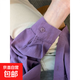 純棉韓版藍色長(cháng)袖襯衫女春秋2026新款學(xué)院風(fēng)寬松顯瘦外套上衣 紫色 L