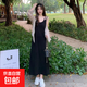 無袖背心連衣裙女中長款高級感黑色針織修身顯瘦內(nèi)搭打底吊帶裙夏 黑色 XL 【120-140斤】