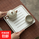 陶瓷茶盤(pán)家用儲水式干泡盤(pán)簡(jiǎn)約茶海小茶臺正方形托盤(pán)功夫茶具茶托 四方柵格陶瓷茶盤(pán)21*21cm-白色