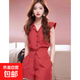 【兩件套】女裝新款小個子高腰顯瘦短褲兩件套夏季時尚D1726 紅色 2XL 【130-145斤】