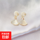 貓眼石扇形耳釘氣質(zhì)感小裙子蚊香盤(pán)耳夾無(wú)耳洞女耳環(huán)2025年潮 耳夾(送硅膠墊)