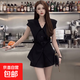 小個(gè)子顯高套裝連衣裙女2025夏季新款氣質(zhì)女神范衣服時(shí)尚1389 黑色 L 【110-120斤】