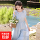 法式連衣裙2025夏季新款氣質(zhì)溫柔風蝴蝶結(jié)設(shè)計感長裙子夏天1460 藍色 S 【100斤以下】