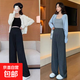 孕婦褲春秋冬孕期外穿舒適休閑韓版寬松時(shí)尚百搭顯高彈性闊腿褲 黑色+深灰色（2件裝） L(115-135斤)
