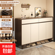 新中式鞋柜家用門(mén)口室內實(shí)木角玄關(guān)柜新款入戶(hù)門(mén)廳收納柜簡(jiǎn)易鞋架 140cm金絲胡桃+荷花白色_四門(mén)兩抽 組裝