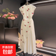復(fù)古法式優(yōu)雅氣質(zhì)收腰顯瘦刺繡連衣裙2025夏季新款長裙1559 杏色 L 【110-120斤】
